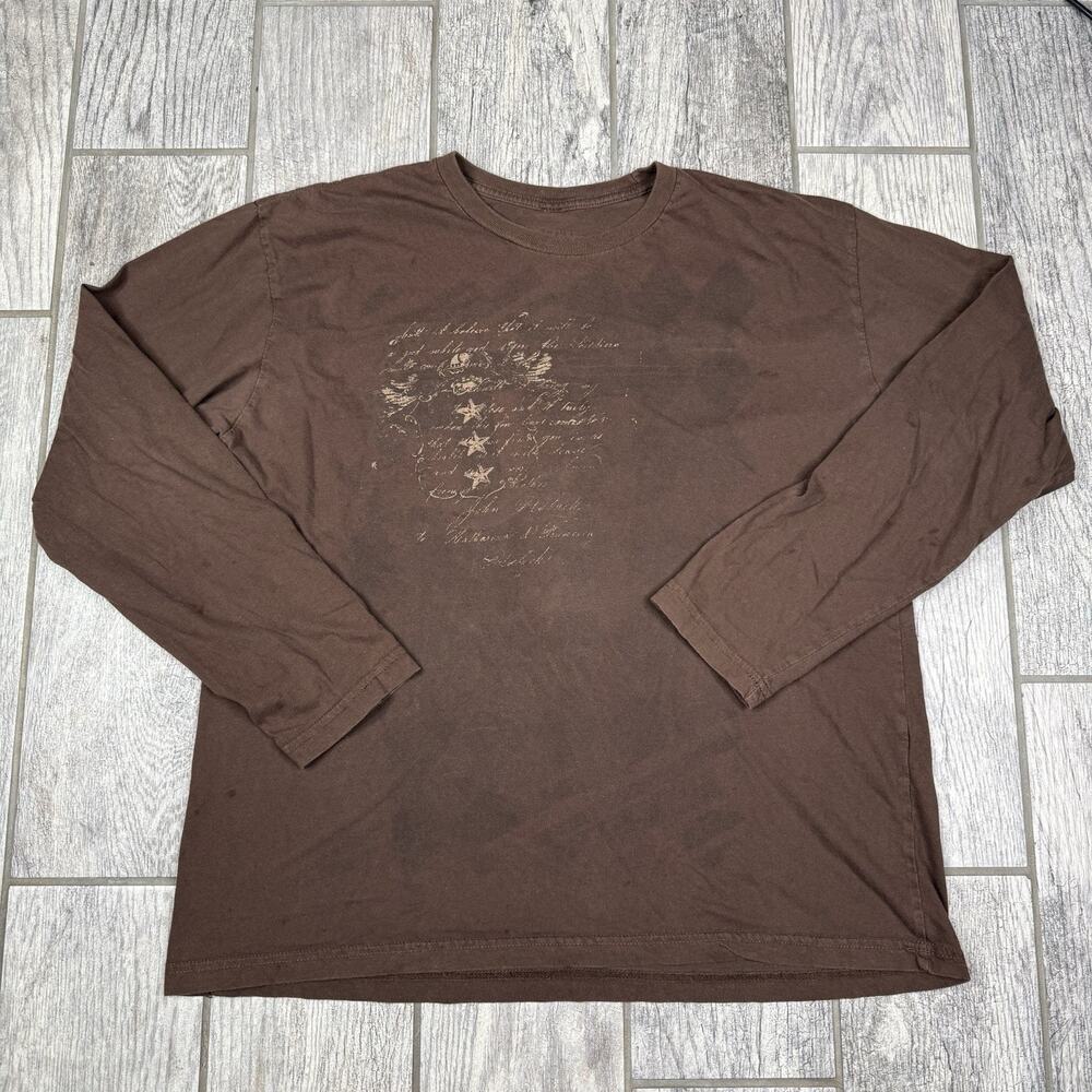 Vtg Structure Grunge Y2K Punk Skull T Shirt Mens XL Long Sleeve Cross Skate